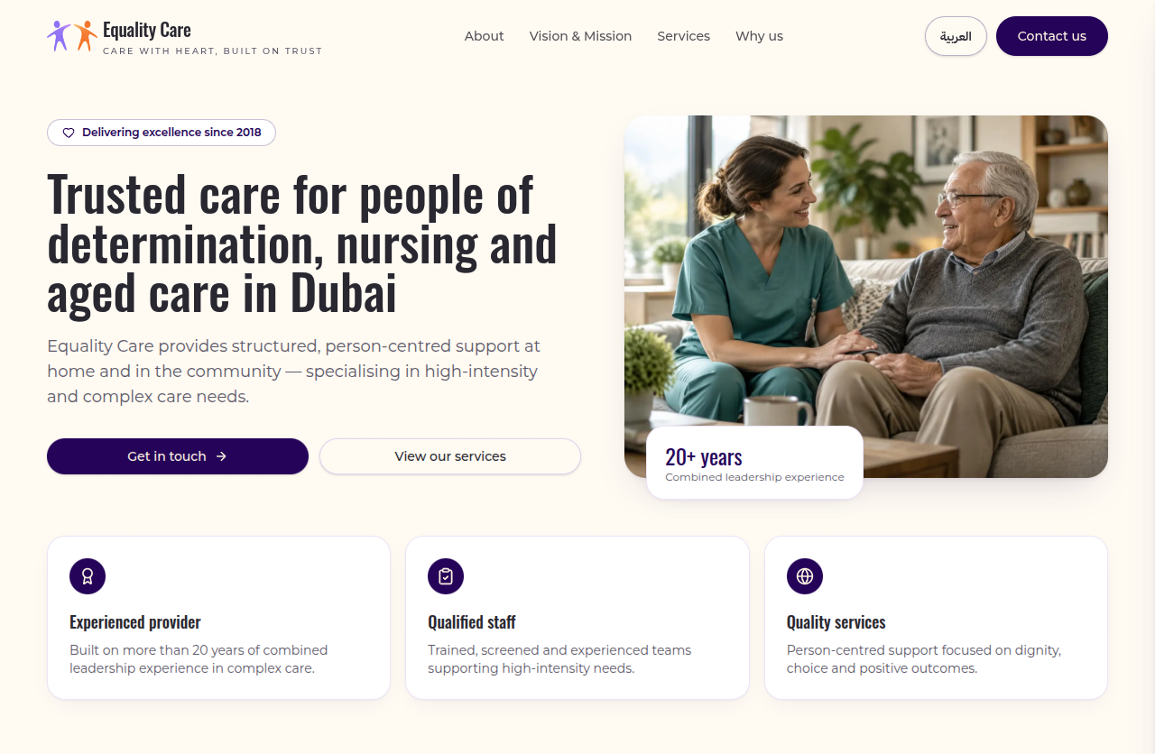 Equality Care — case study cover voor Gezondheidszorg project door DevCru webdevelopment bureau