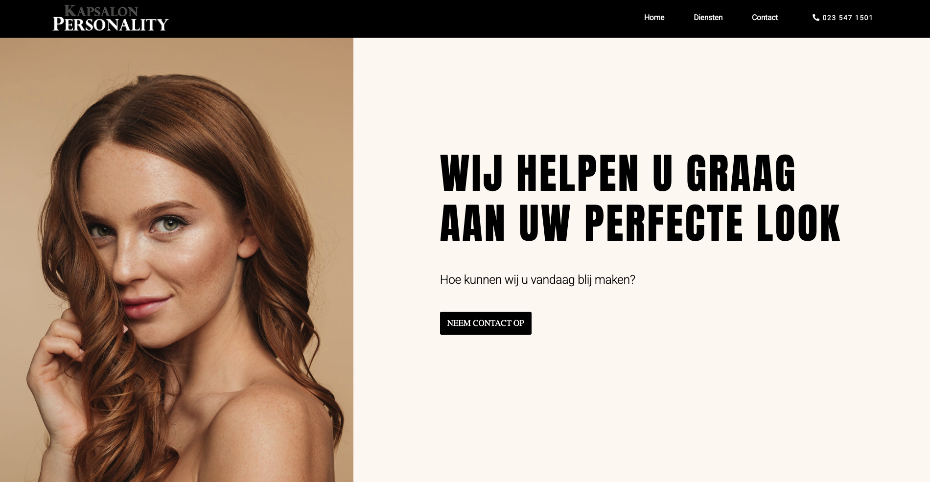 Kapsalon Personality — case study cover voor Schoonheid & Wellness project door DevCru webdevelopment bureau